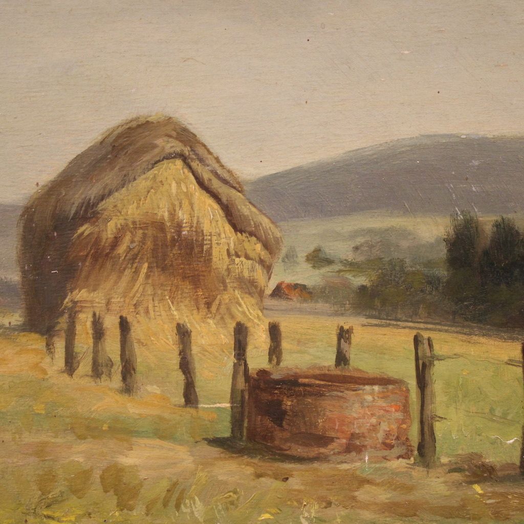 photo vinterior Small Signed Landscape Painting From The 20th Century