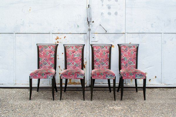 Art Deco Italian Walnut Chairs, 1930s, Set Of 4 photo 2521.0