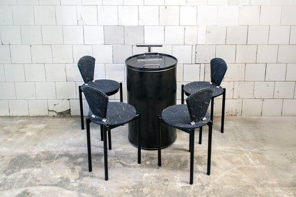 Postmodern Chairs And Storage Unit, 1980s, Set Of 5