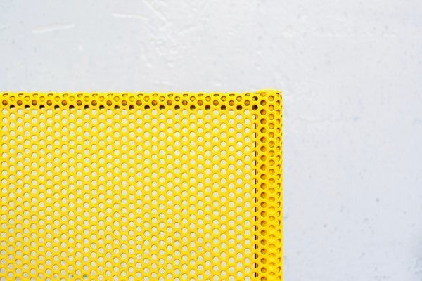 Perforated Metal Yellow Italian Chairs By Flyline, 1970s, Set Of 4 photo vinterior