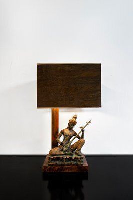 Thai Musician Table Lamp In Brass And Bronze, 1970s