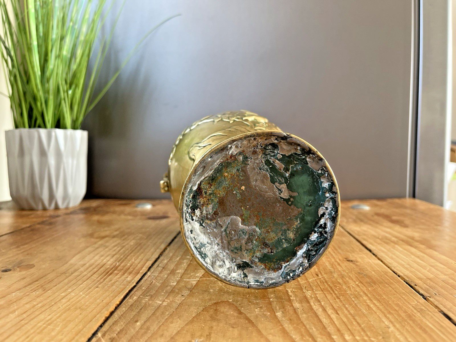 photo vinterior Antique Japanese Meiji Period Bronze / Brass Vase Bird Floral Aesthetic Movement