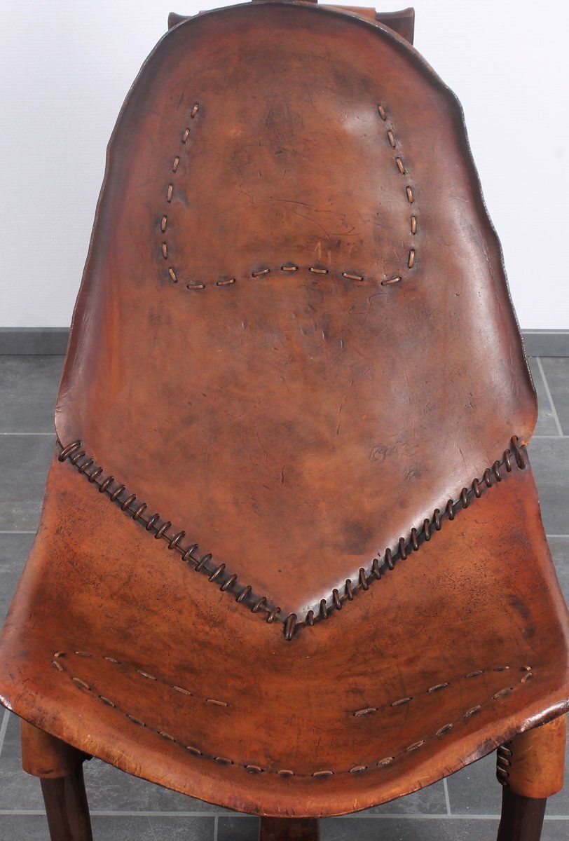 Brazilian Leather Armchair And Table, Set Of 2 photo for sale