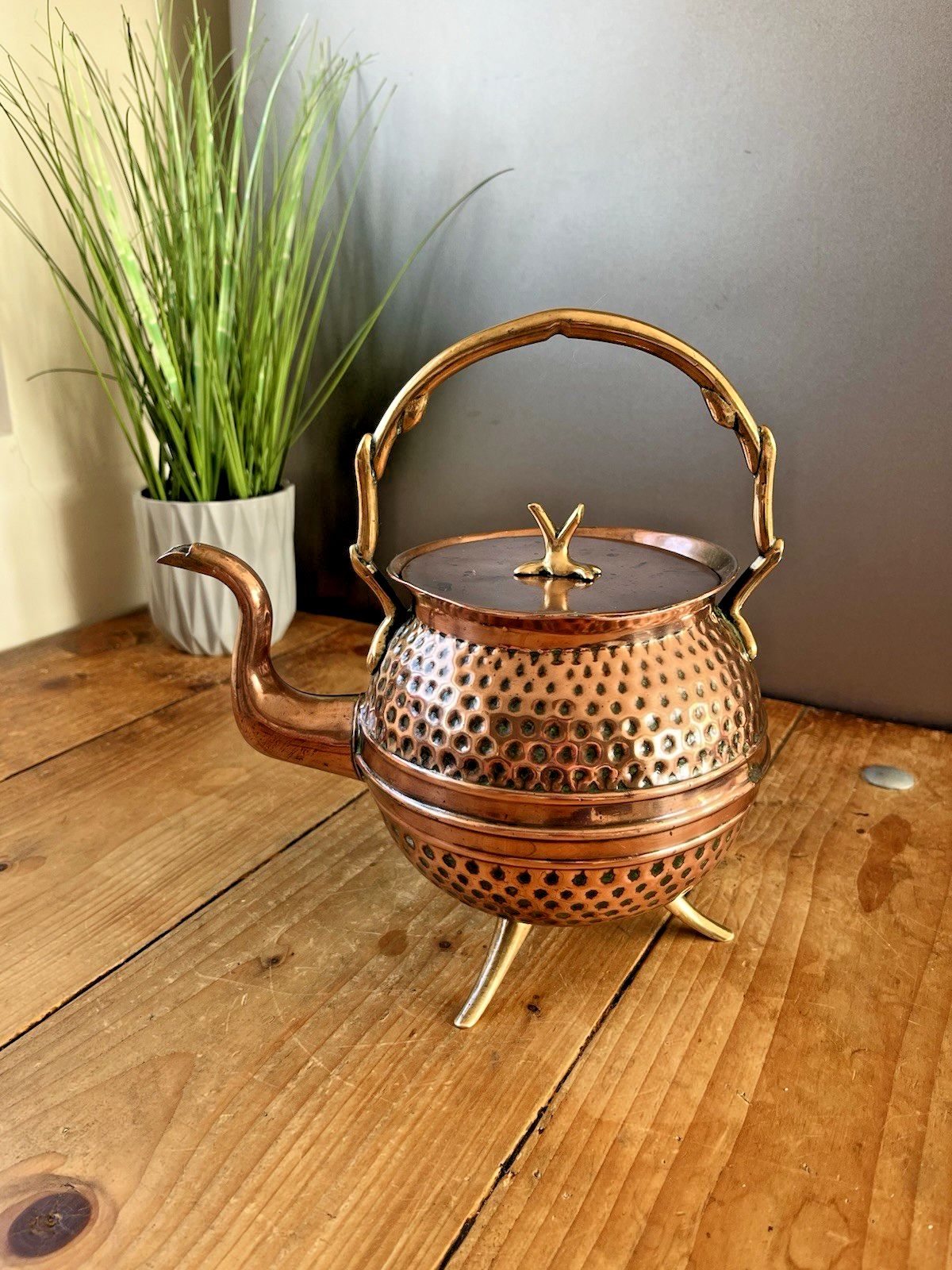 Antique Aesthetic Movement Copper & Brass Dimpled Spirit Kettle Was Benson Style photo furniture