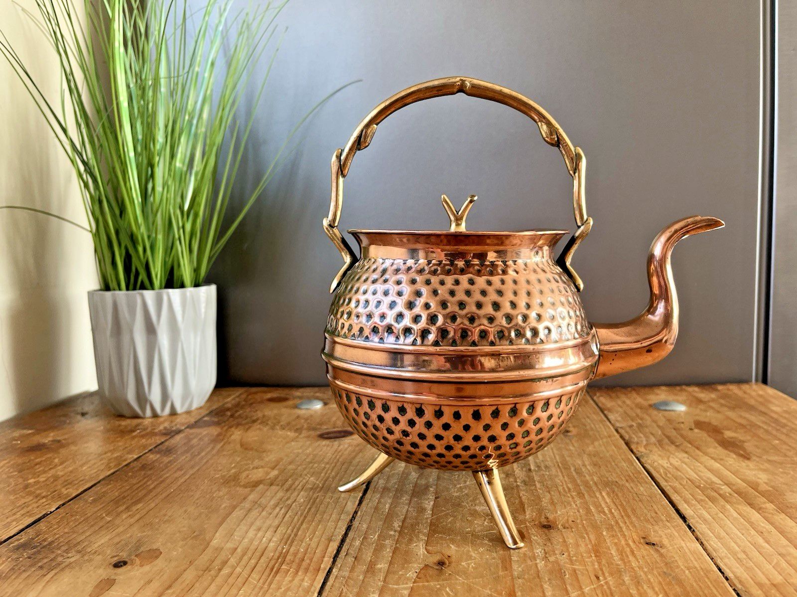 Antique Aesthetic Movement Copper & Brass Dimpled Spirit Kettle Was Benson Style photo buy
