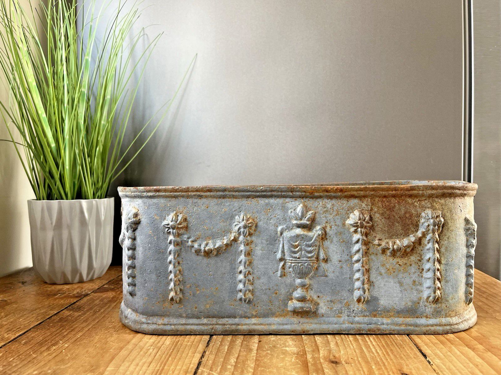 Antique 19th C French Regency Urn Cast Iron Planter Flower Trough Plant Pot photo buy
