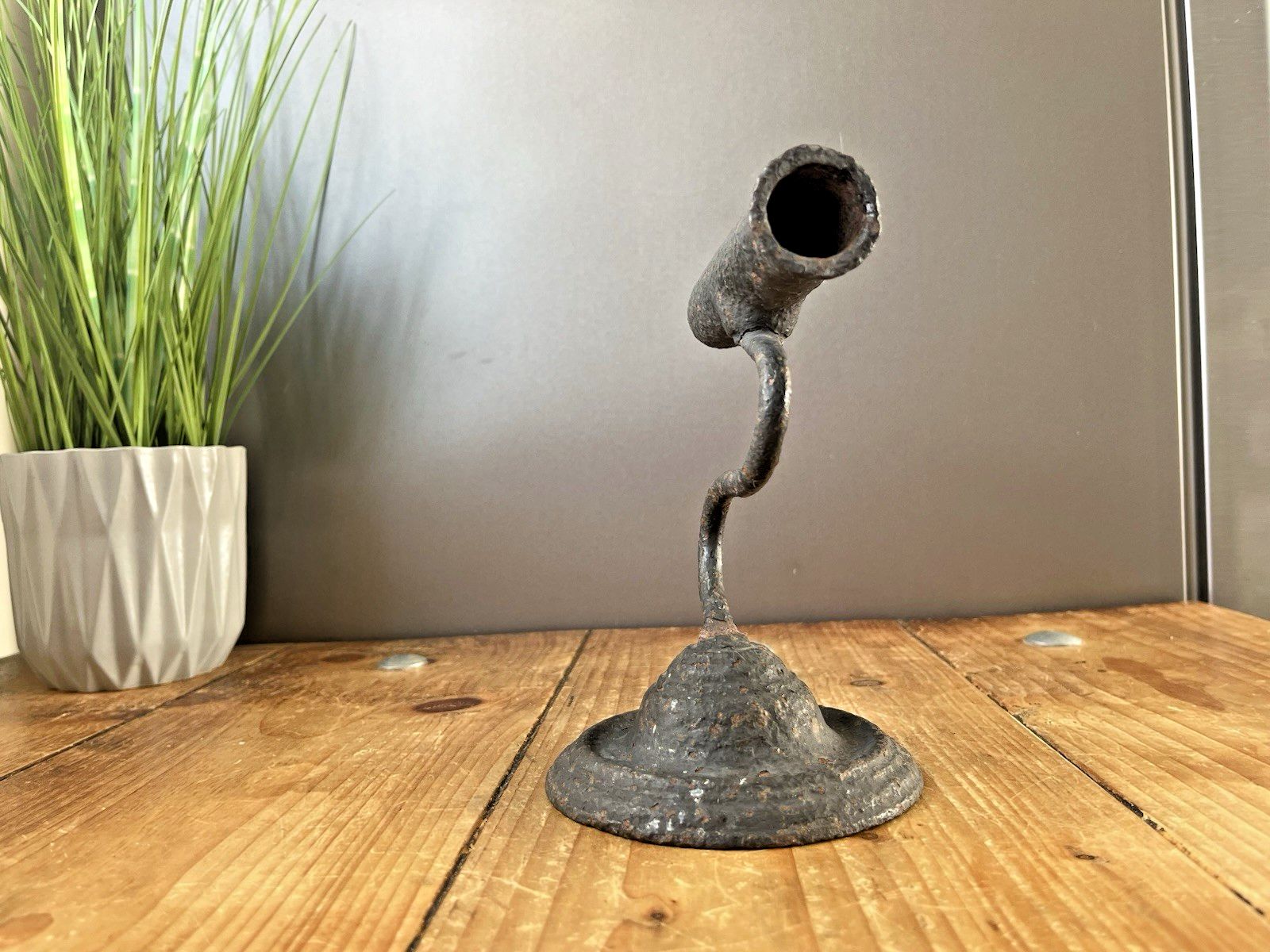Antique 19th C English Victorian Cast Iron Metal Goffering Tally Iron Folk photo Home Decor