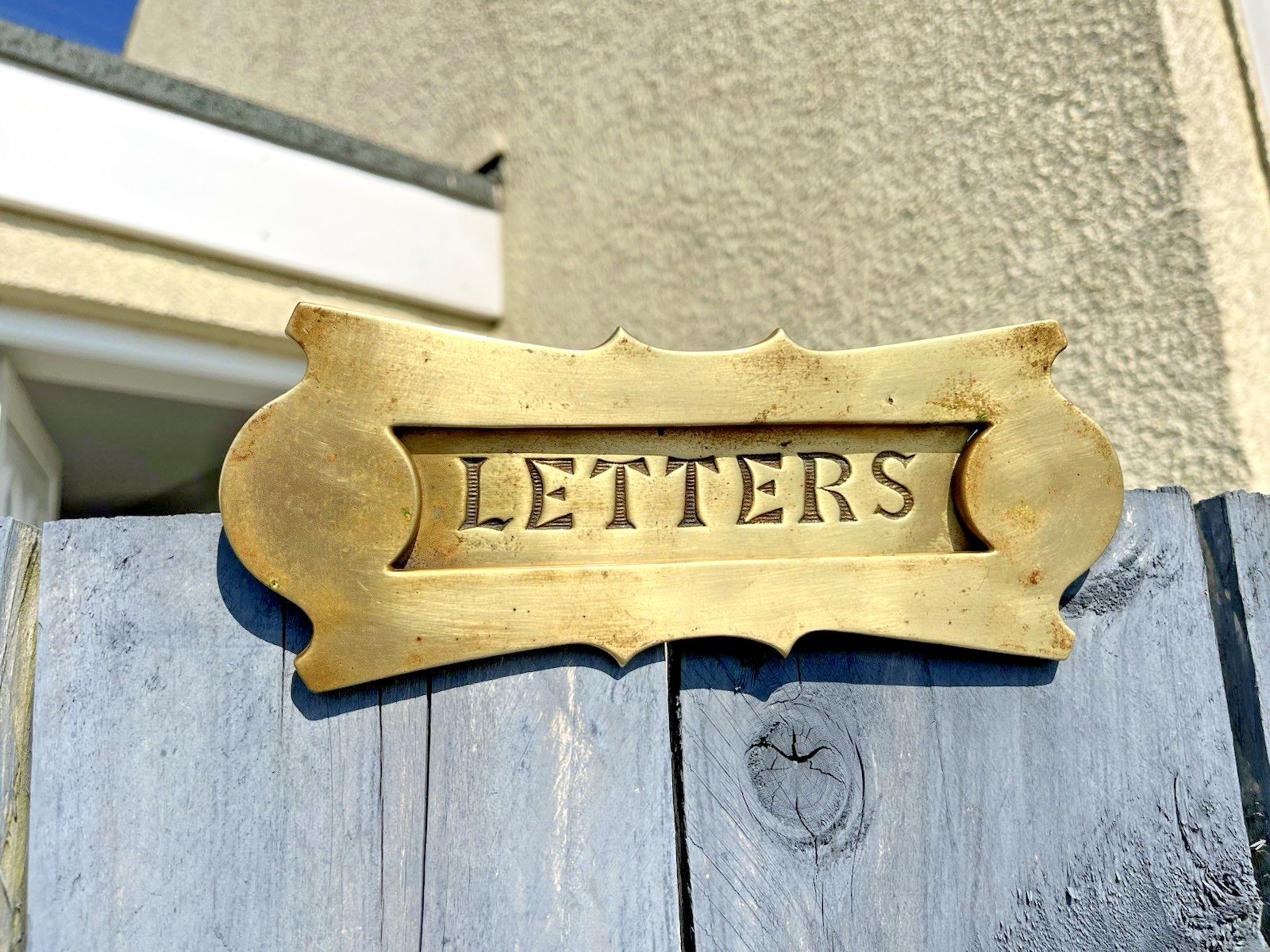 Reclaimed Antique 20's Art Deco Brass Door Knocker Mail Letter Box Posting Slot