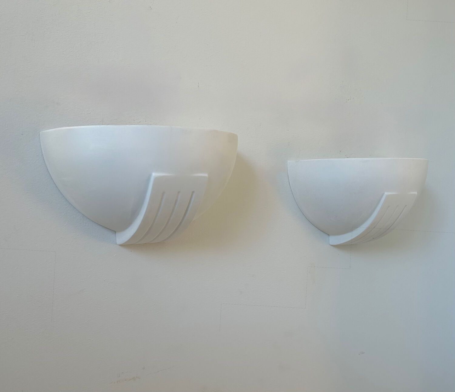Pair Of Vintage Plaster Wall Lights, Matte White, France 1960 photo buy