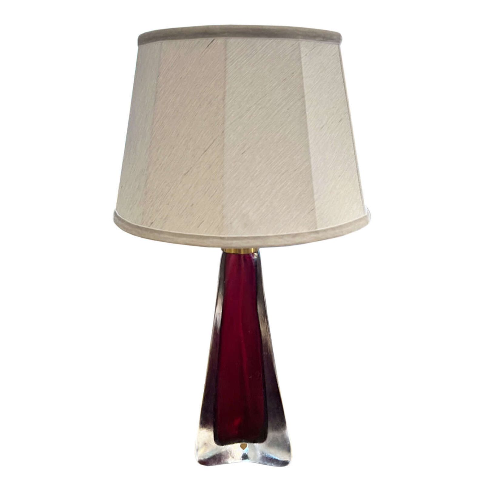 Pair Of 1960s Cranberry Swedish Orrefors Glass Table Lamps photo for sale