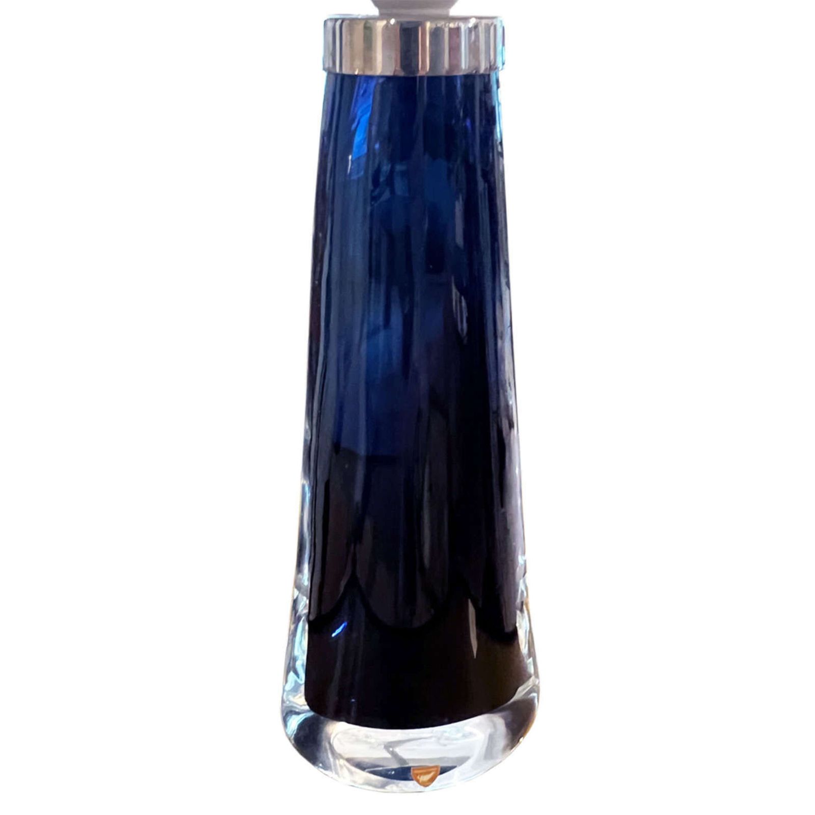Pair Of 1960s Blue Swedish Orrefors Glass Table Lamps photo for sale