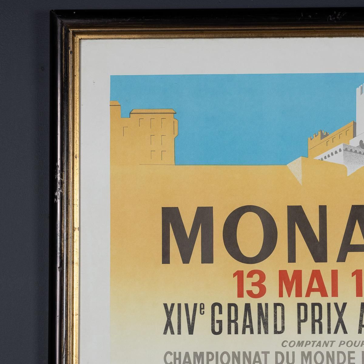 Vintage 20thc Framed 1956 Monaco Grand Prix Poster By Jean Ramel C.1985 photo Art