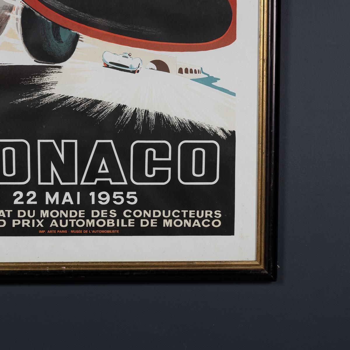 photo for sale Vintage 20th Century Framed 1955 Monaco Grand Prix Poster By Jean Ramel C.1985