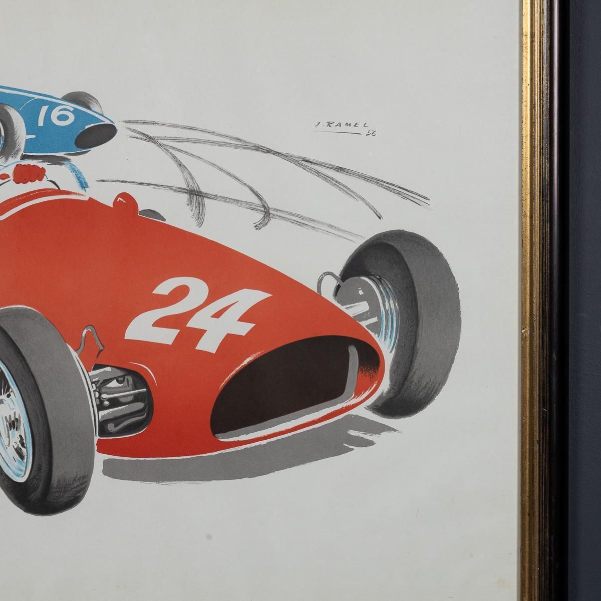 Art Vintage 20thc Framed 1956 Monaco Grand Prix Poster By Jean Ramel C.1985 photo