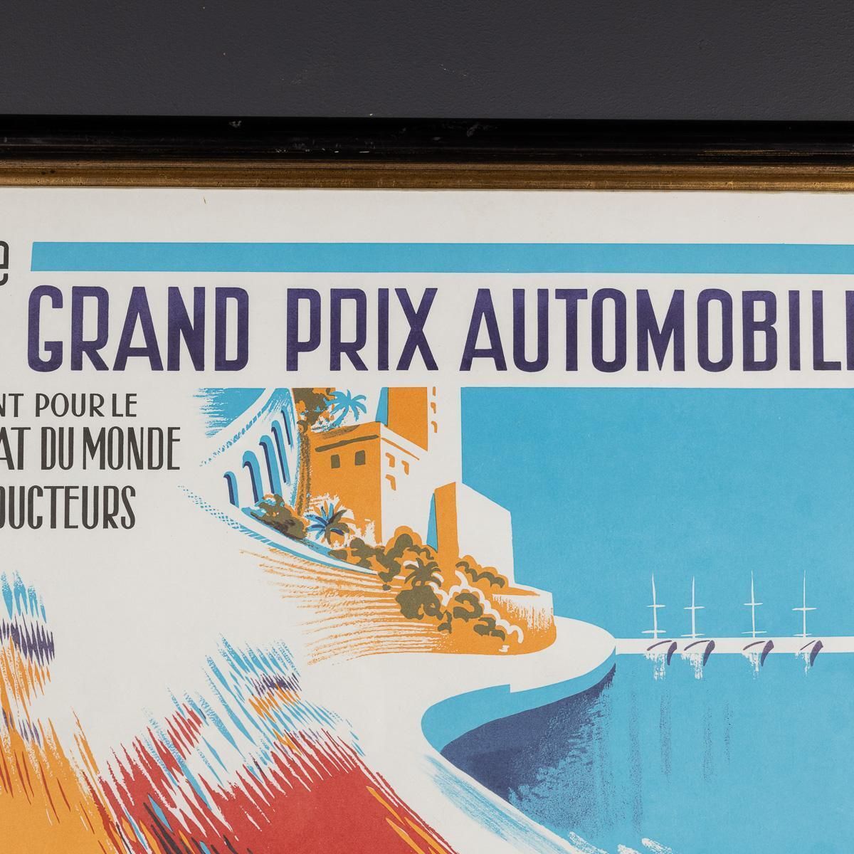 Vintage 20thc Framed 1957 Monaco Grand Prix Poster By Bernard Minne C.1985 photo 1014.0