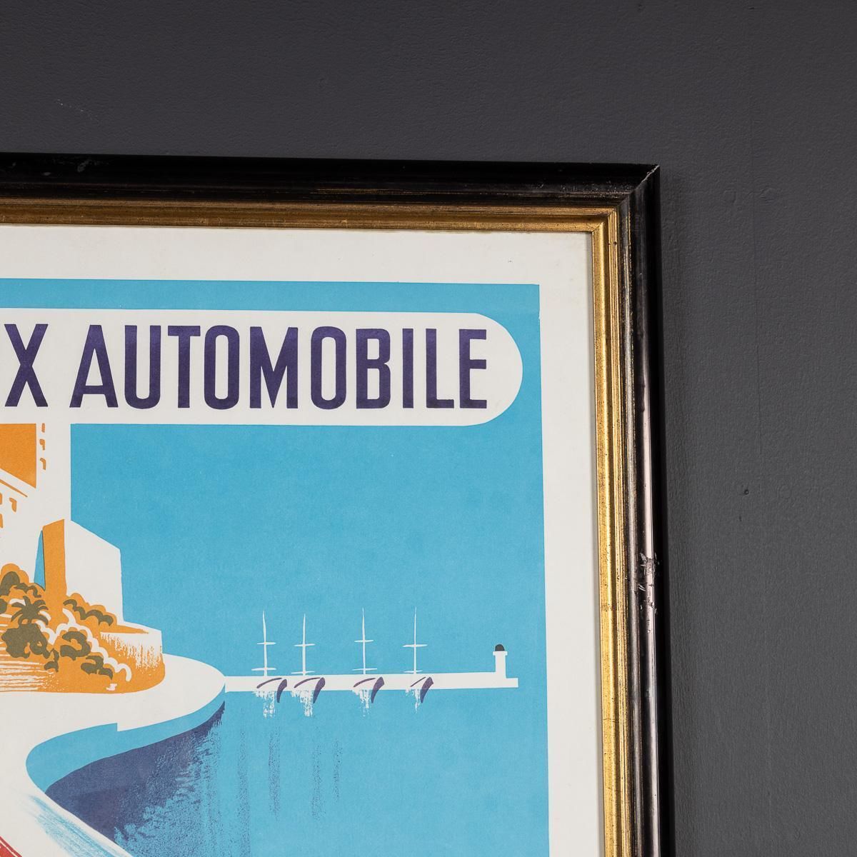Vintage 20thc Framed 1957 Monaco Grand Prix Poster By Bernard Minne C.1985 photo vinterior