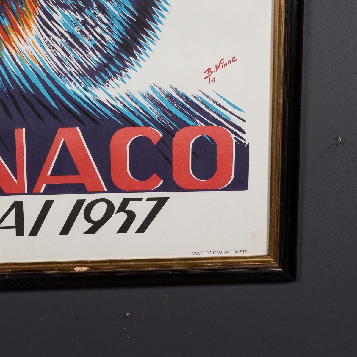 photo buy Vintage 20thc Framed 1957 Monaco Grand Prix Poster By Bernard Minne C.1985