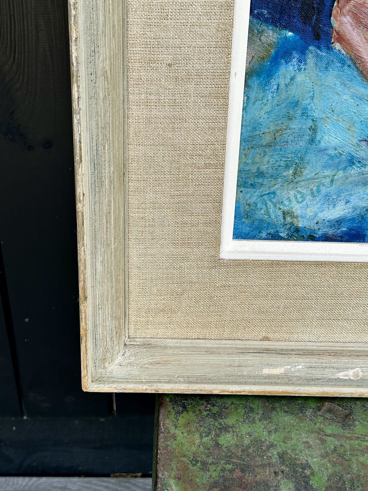 photo furniture Mid Century Oil On Board Of Captain, Signed Rubin