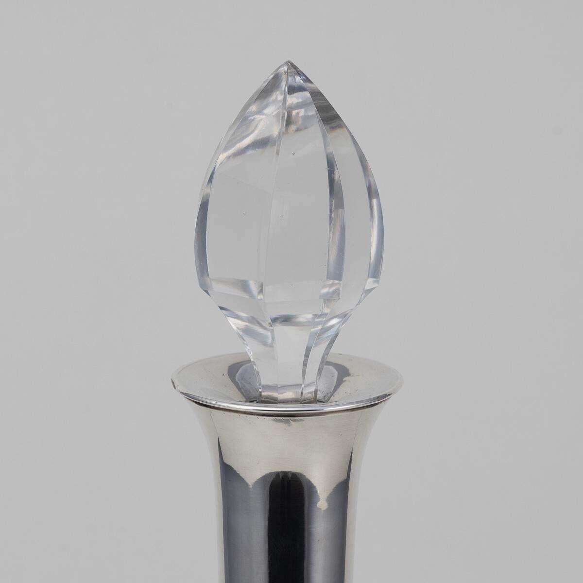 Stunning 20th Century French Art Deco Solid Silver & Cut Glass Decanter C.1920 photo 1423.0
