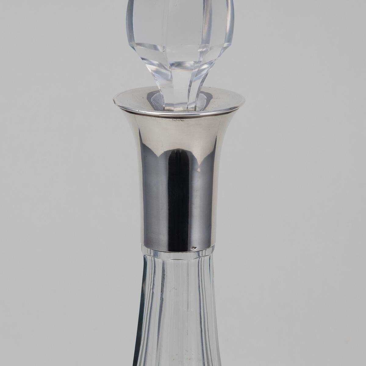 Stunning 20th Century French Art Deco Solid Silver & Cut Glass Decanter C.1920 photo vinterior