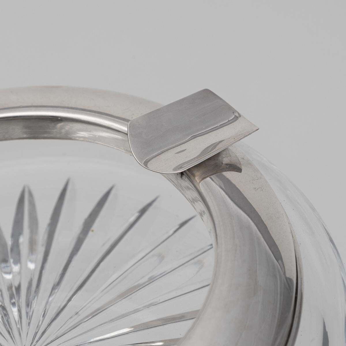 Vintage 20thc Silver Plated & Cut Glass Cigar Ashtray With Naval Badge C.1930 photo buy
