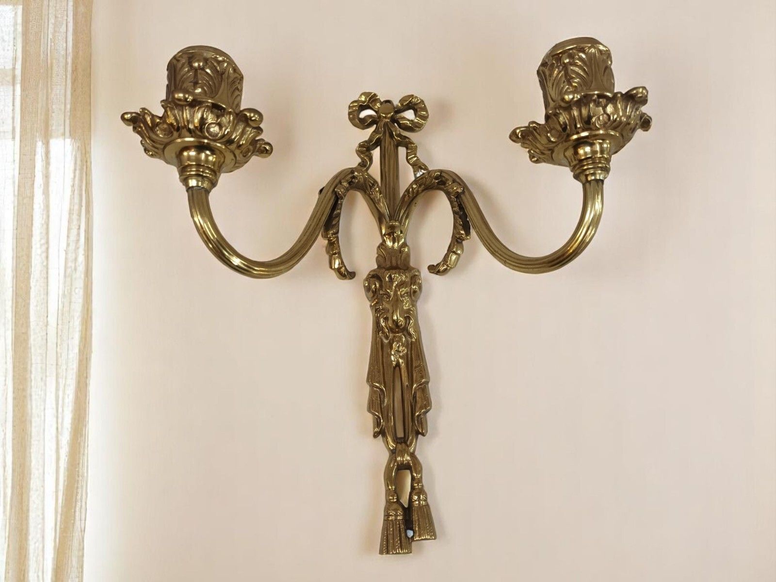 Antique Wall Sconce Light Candle Holder French Style Gold Rams Head Louis XV photo 300.0