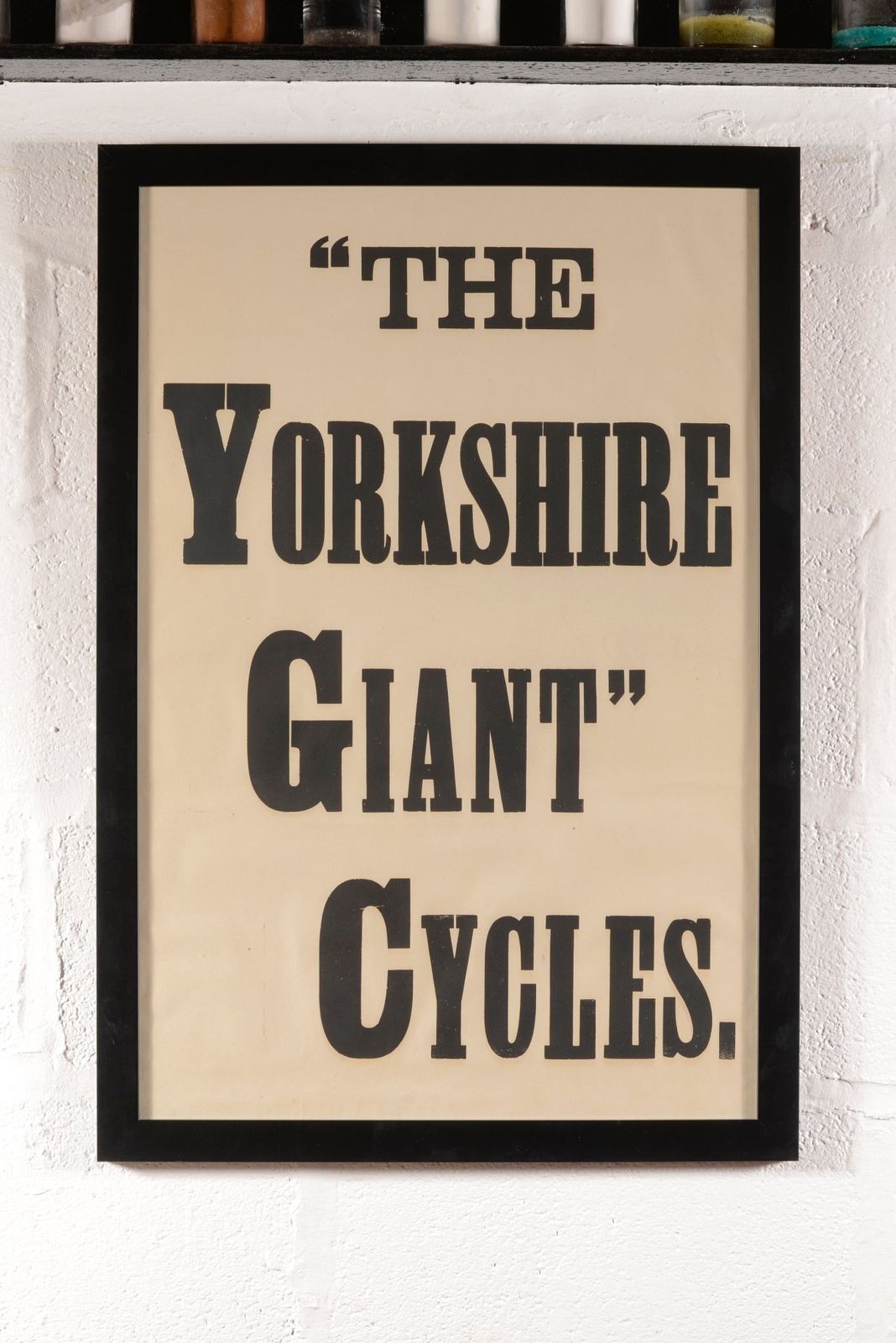 A Framed Vintage   '"The Yorkshire Giant" Cycles' Advertising Poster   C.1920 photo furniture