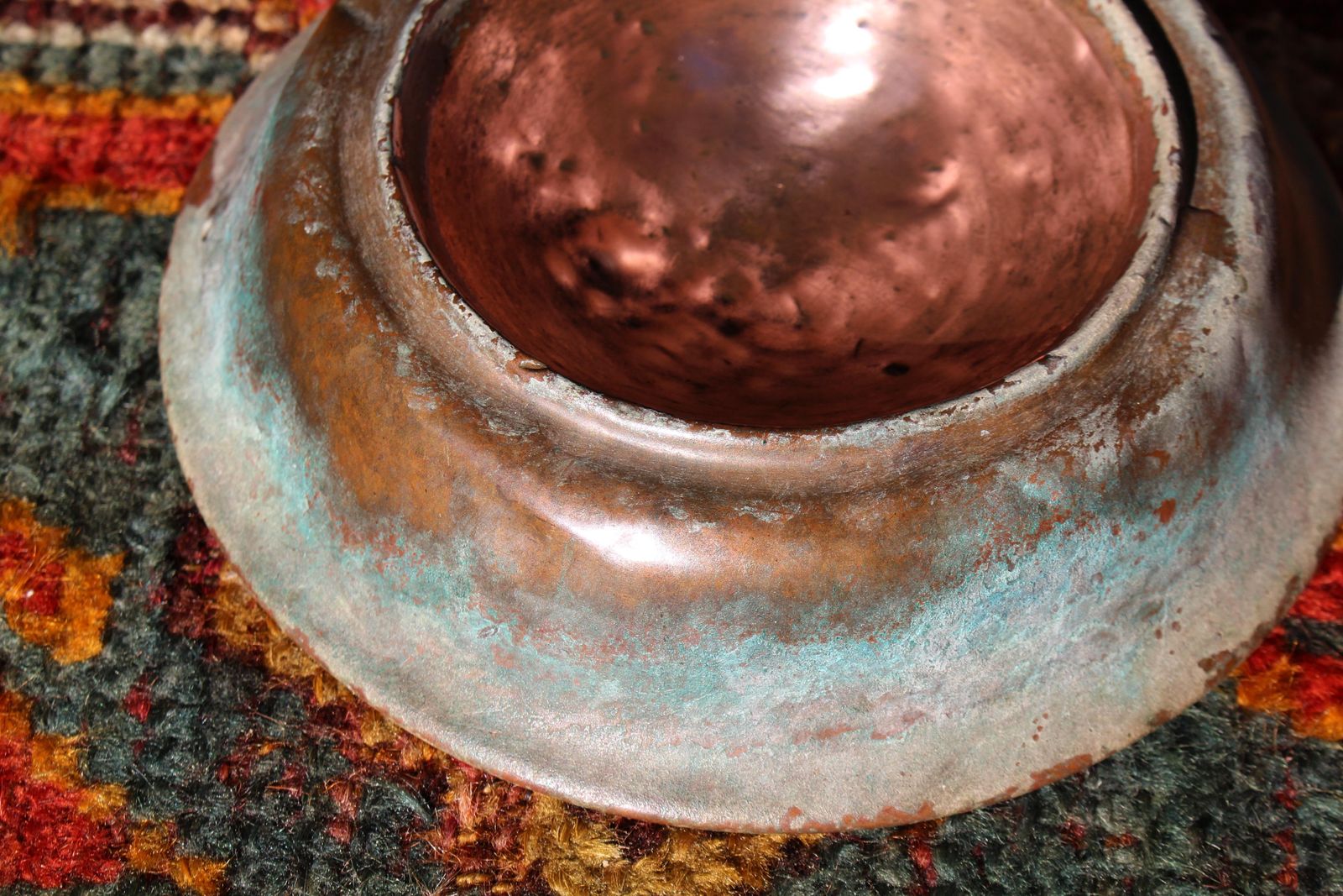Edwardian Country House Verdigris Copper Dogs Water Bowl photo 225.0