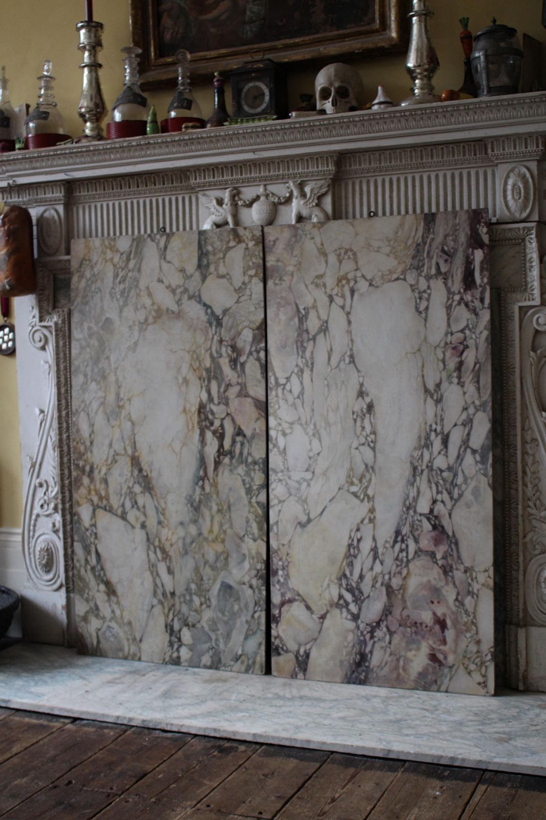 20th Century Pair Of Faux Painted Breccia Marble Panels Grand Tour County House photo 1321.0