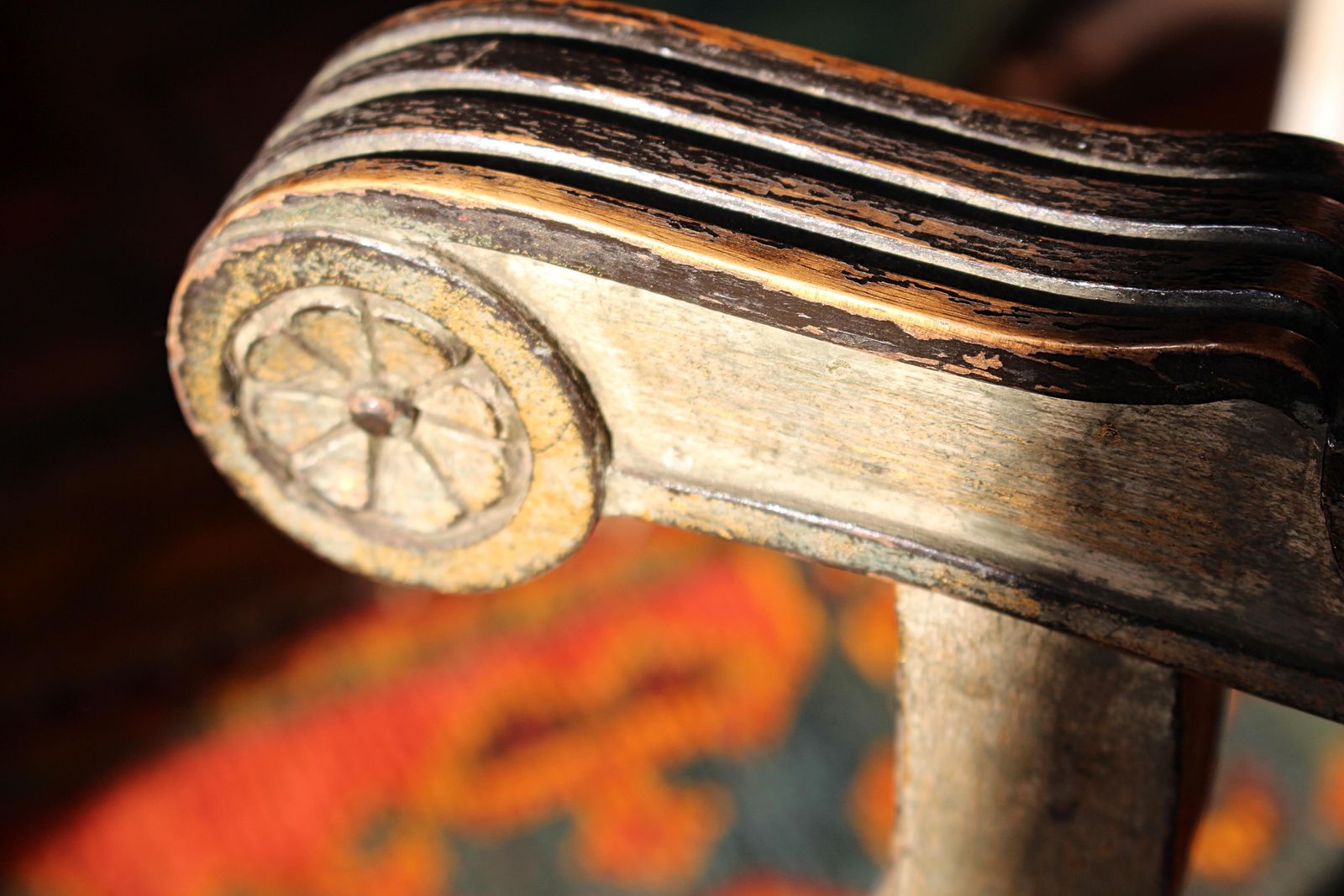 19th Century Continental Carved Armchair Original Mist Green & Gilt Finish photo 1270.0