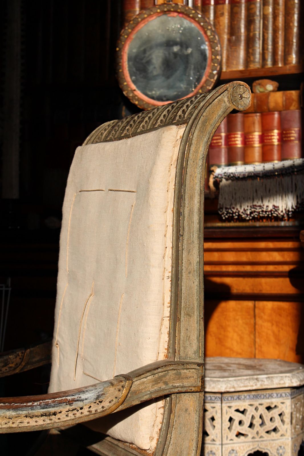 1270.0 19th Century Continental Carved Armchair Original Mist Green & Gilt Finish photo