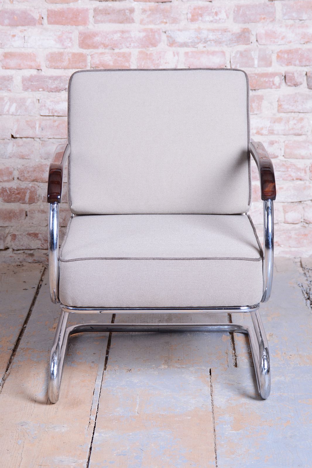 Restored Bauhaus Double Suspension Chair, Halabala, Up Zavody, Oak, Czech, 1930s photo vinterior