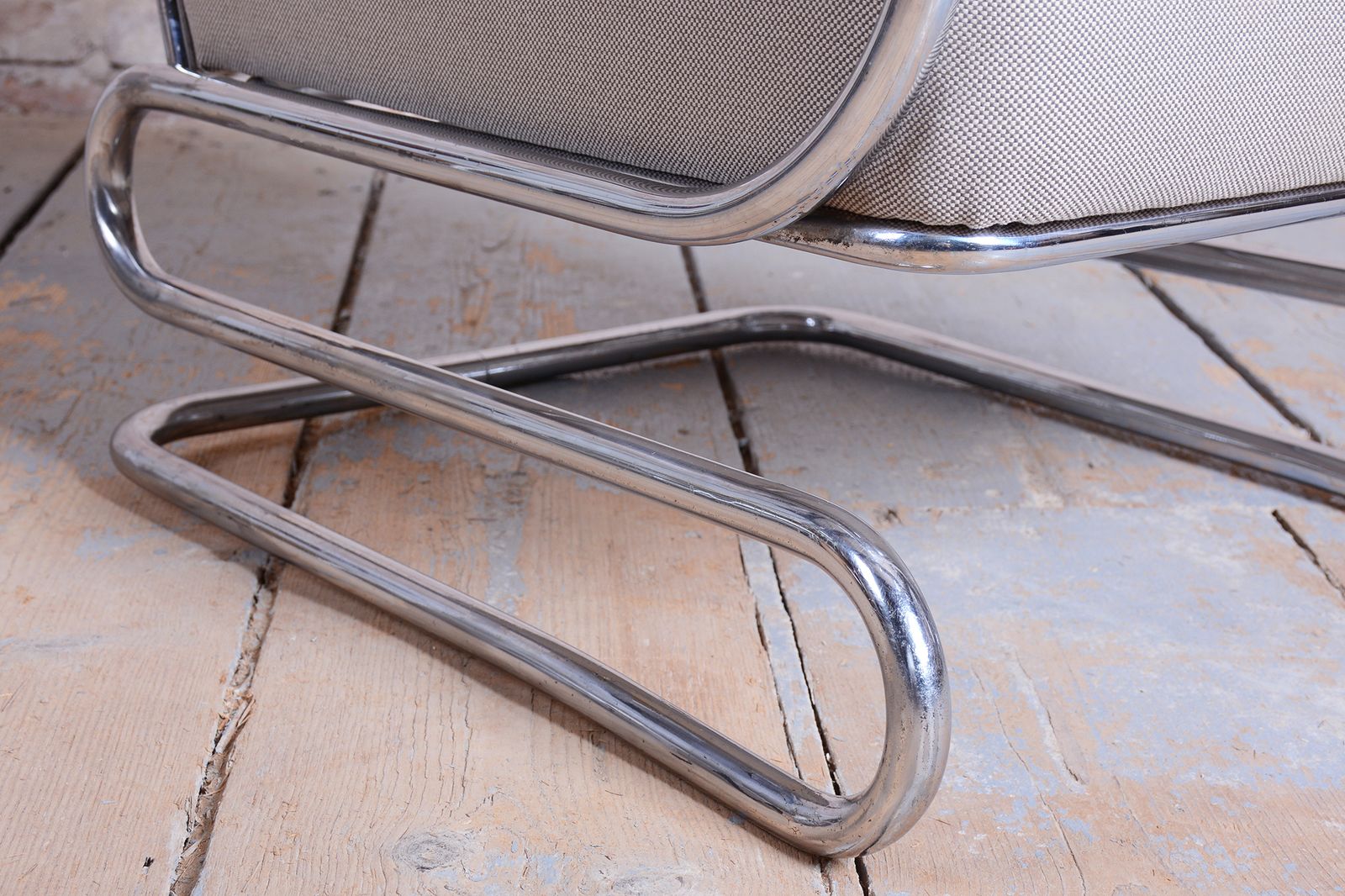 3600.0 Restored Bauhaus Double Suspension Chair, Halabala, Up Zavody, Oak, Czech, 1930s photo