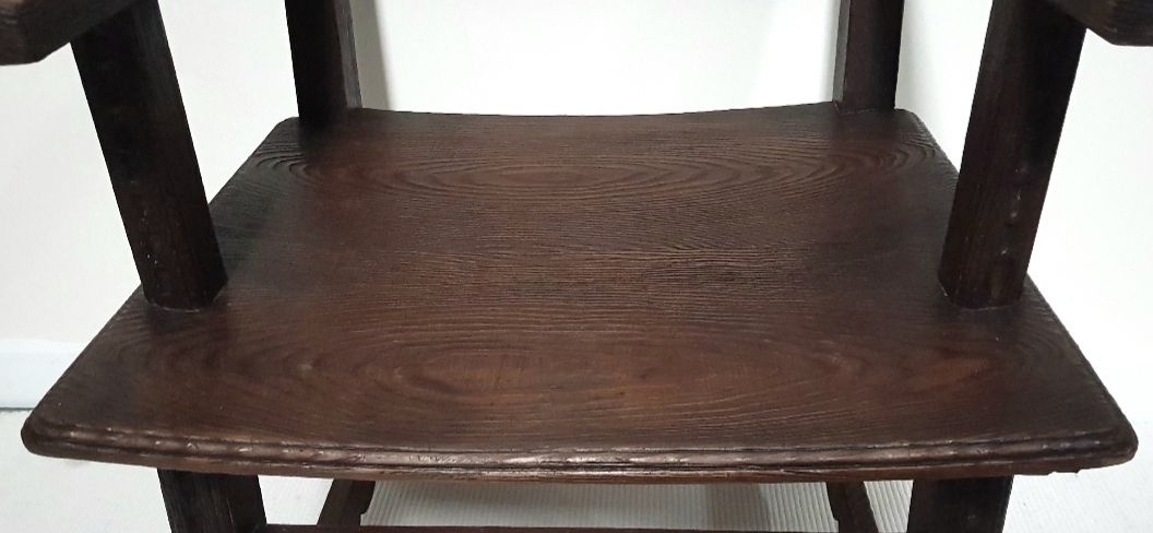 A Pair Of Antique Spanish Carved Oak Carver Chairs. photo vintage