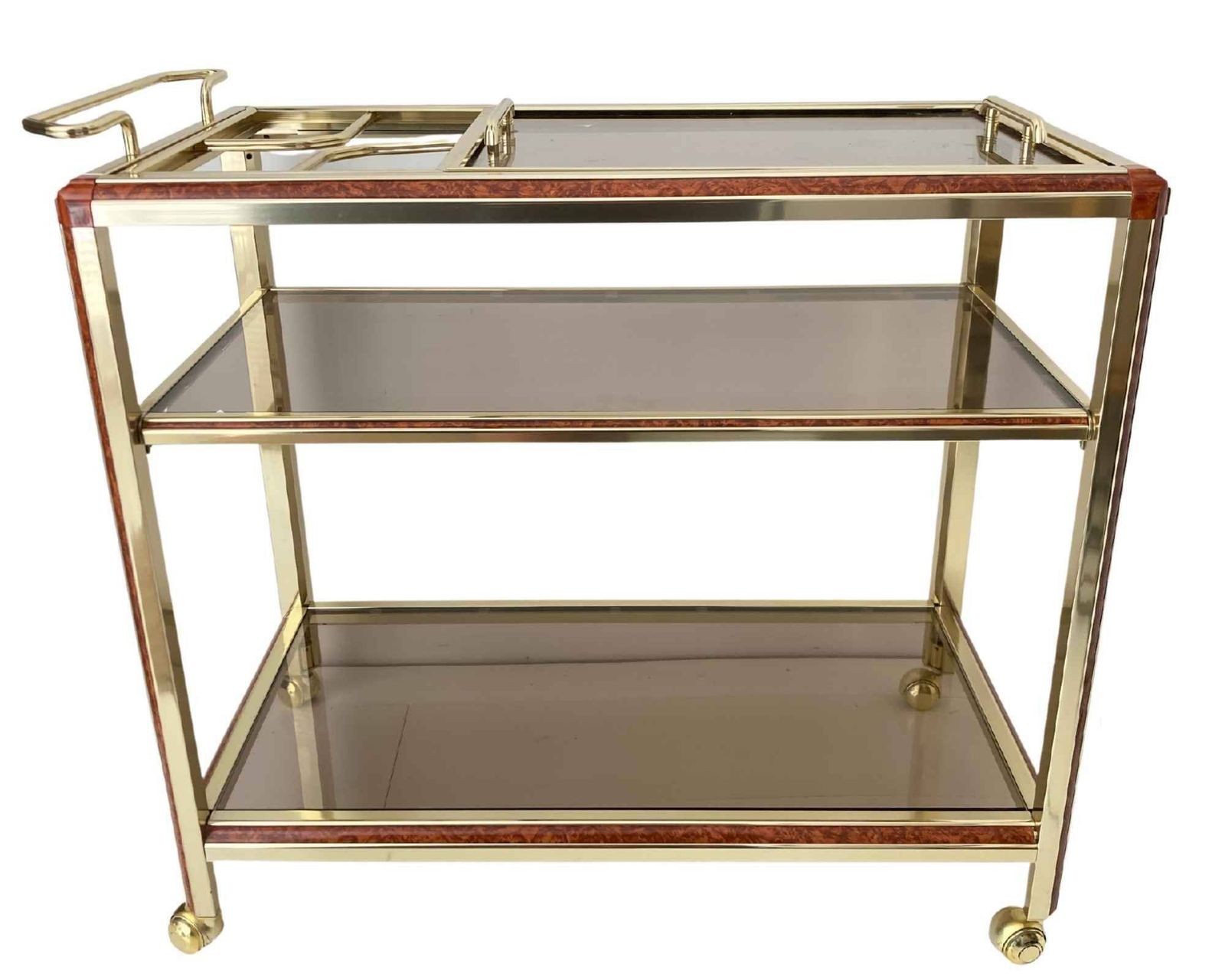 French Bar Cart | Pierre Vandel Serving Table | Gold Bronze | 1960s photo furniture