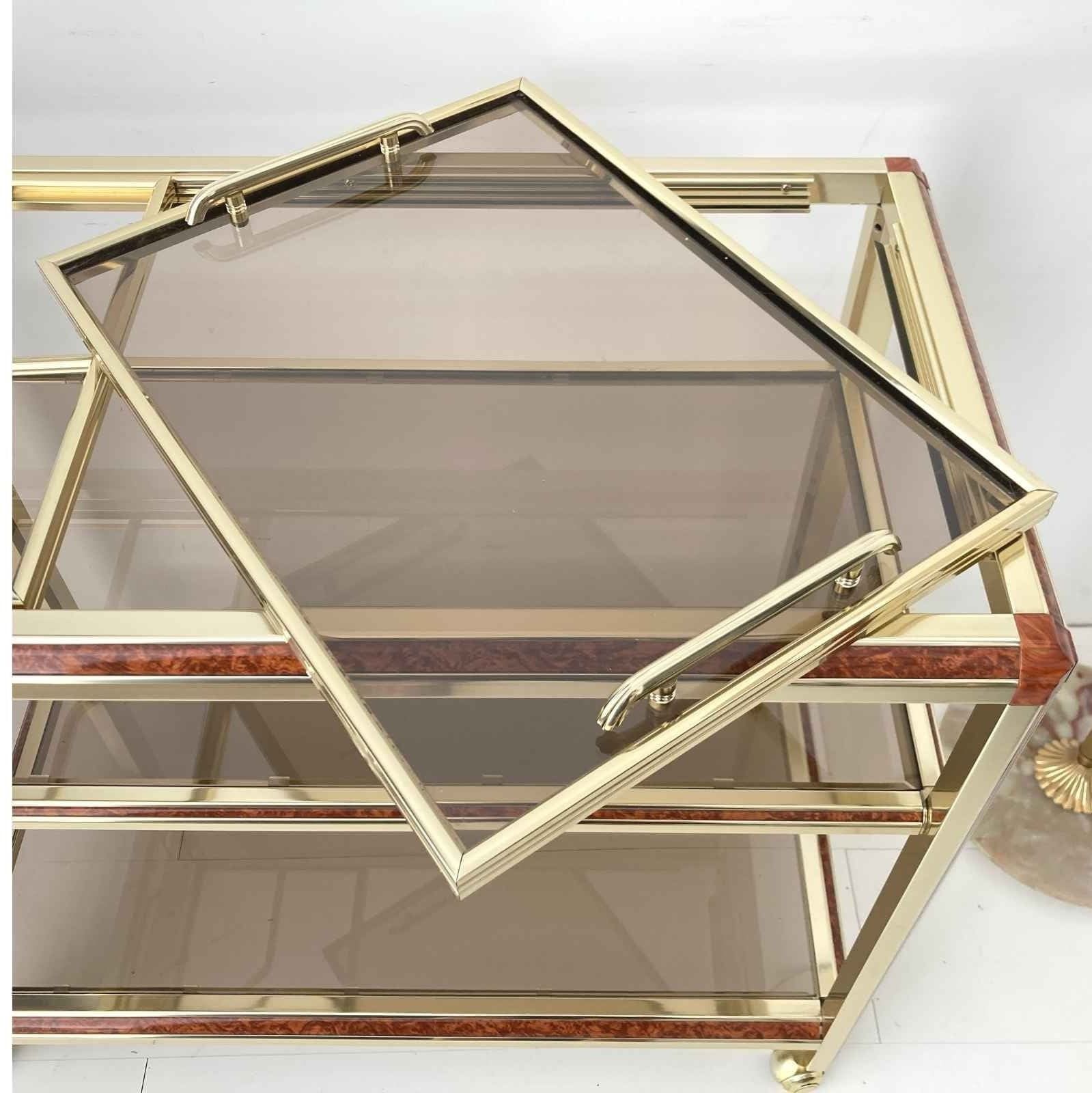 French Bar Cart | Pierre Vandel Serving Table | Gold Bronze | 1960s photo for sale