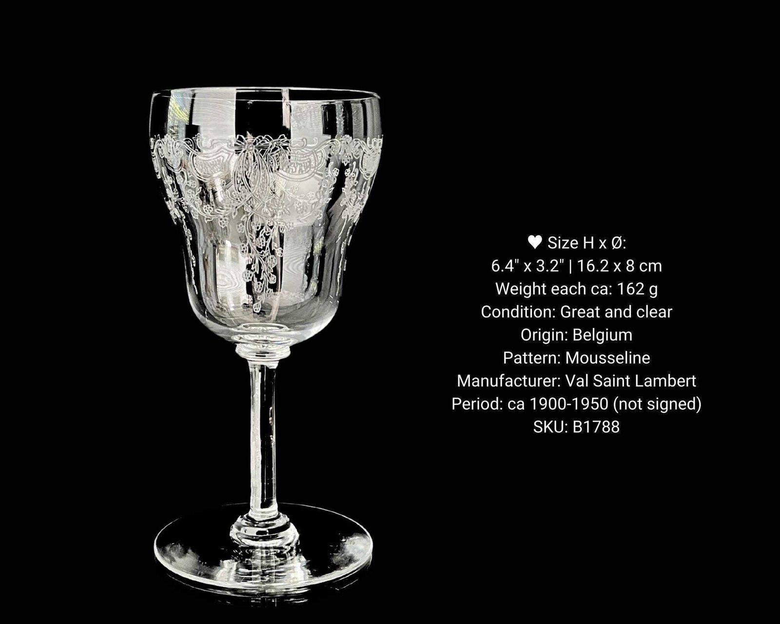 Jugendstil Wijnglazen | 6 Stuks | Geslepen Decoraties | Val Saint Lambert photo Woonaccessoires