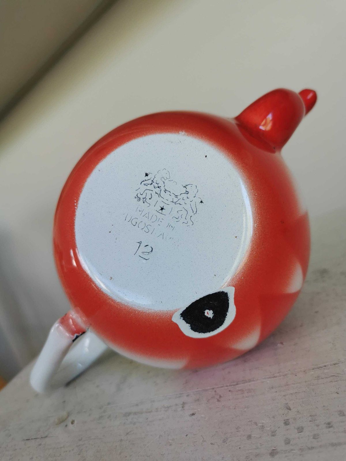 photo furniture Vintage Enamel Teapot By Emo Celje / 1970s Yugoslavia / Vibrant Orange And Yellow Mid Century Slavic Metal Tea Kettle With A Lid