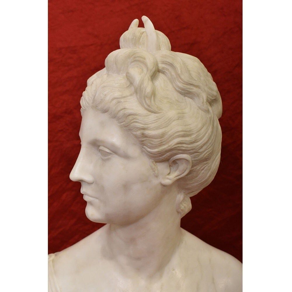 Antique Statues, Marble, Woman Sculpture, Diana The Huntress, XIX Century. (Stma76) photo 2800.0