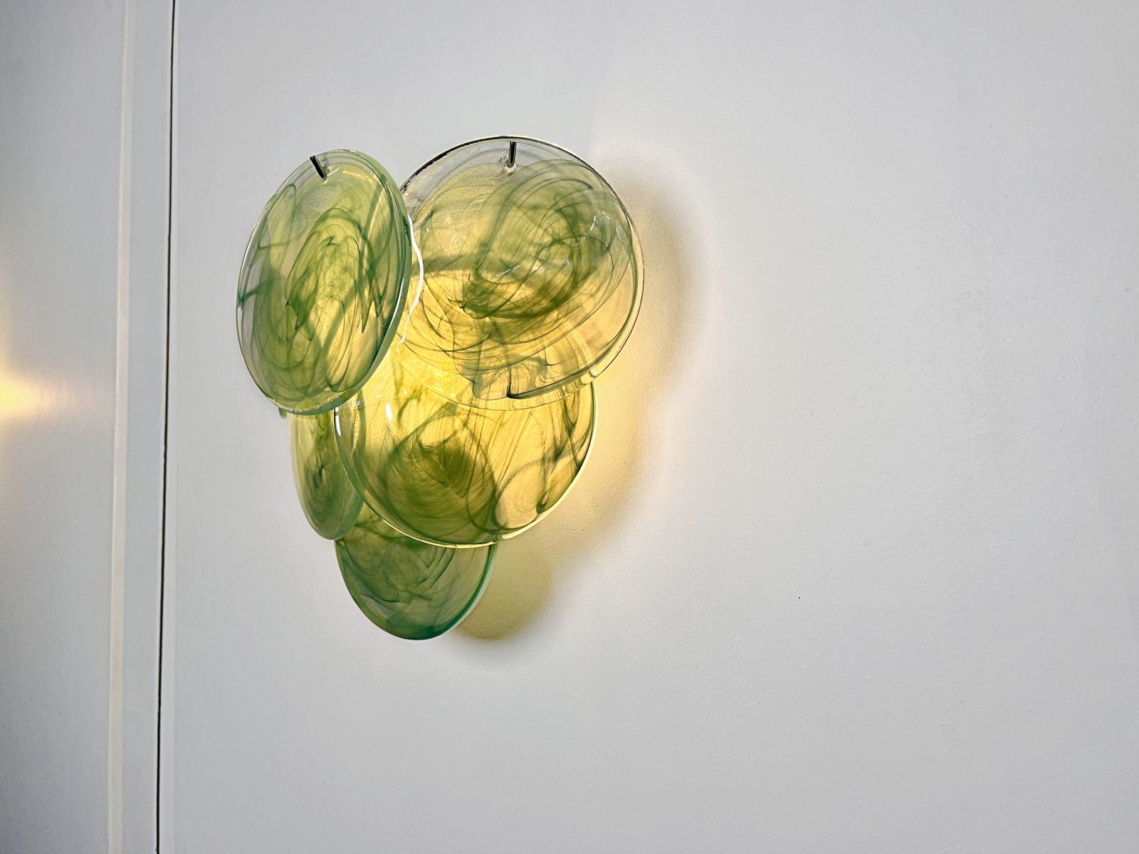 photo furniture Pair Of Glass Wall Sconces   6 Alabaster Green Disks