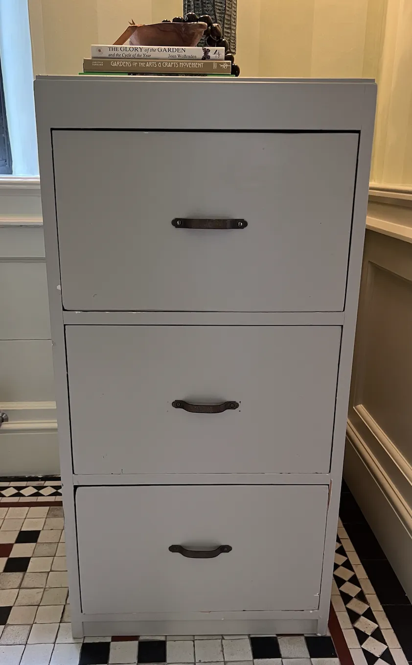 photo furniture Filing Cabinet, Panelled Detail Sides, Painted In Farrow & Ball Stone