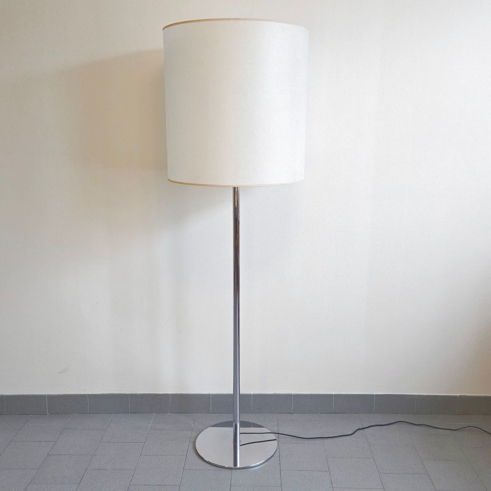 Important Vintage 1970s Roche Bois Chrome Steel Floor Lamp 70s