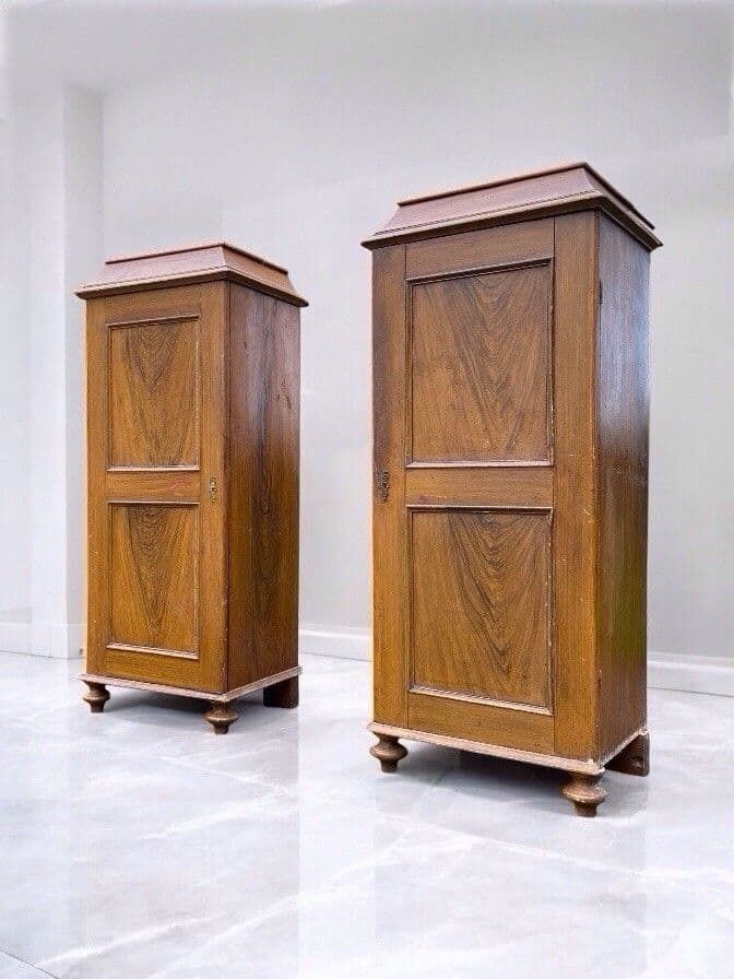 Pair Of Antique Wooden Swedish Storage Linen Cupboards