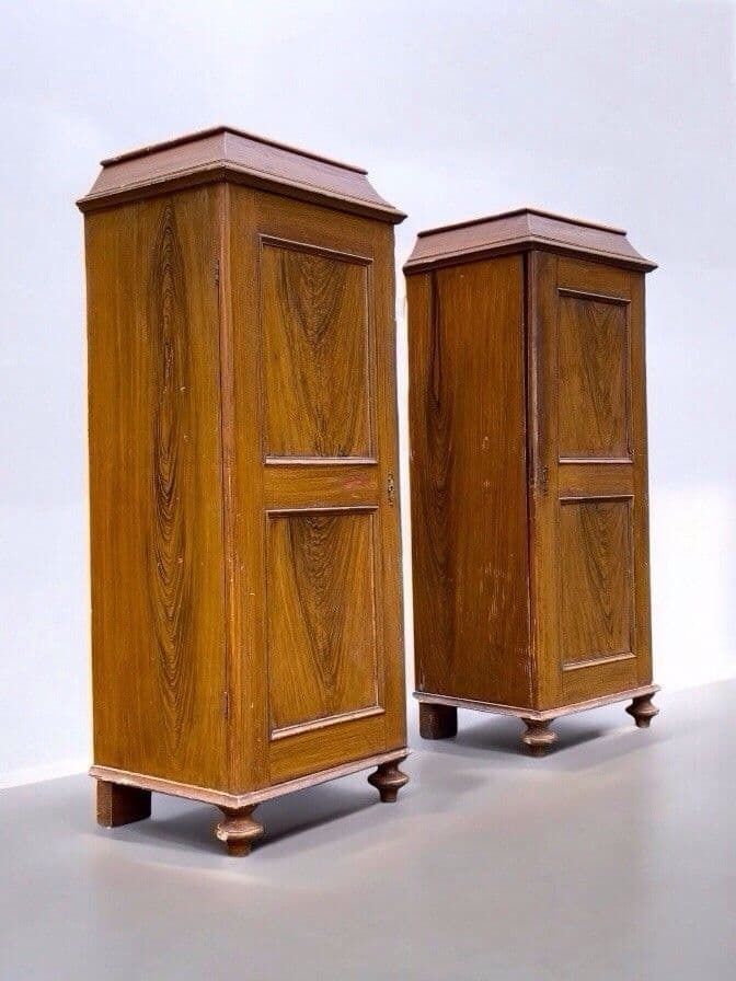Pair Of Antique Wooden Swedish Storage Linen Cupboards photo for sale