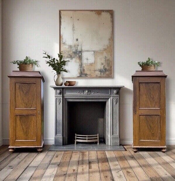 Pair Of Antique Wooden Swedish Storage Linen Cupboards photo Furniture