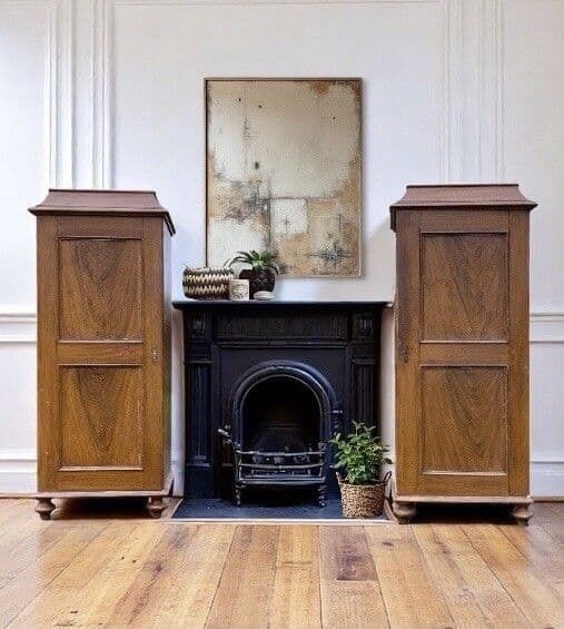 Pair Of Antique Wooden Swedish Storage Linen Cupboards photo vintage