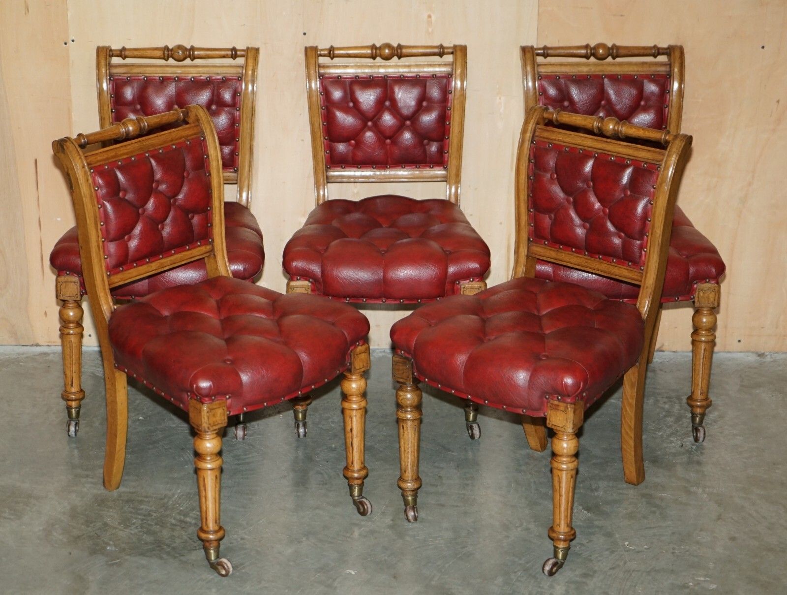 Five Antique Holland & Son's Attributed Dining Chairs With English Oak Frames 5 photo furniture