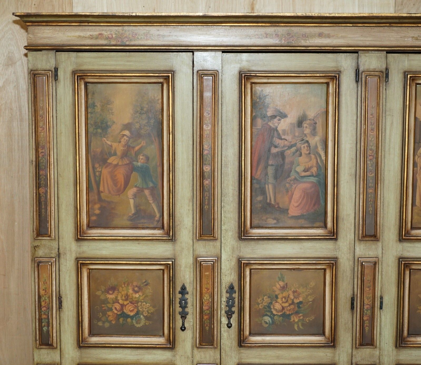 Stunning Vintage Oak Italian Housekeepers Cupboard Or Double Bank Wardrobe photo Furniture