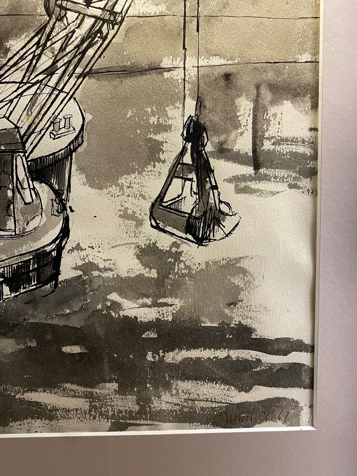 Michael Fussell Pen And Ink Wash 1969 photo furniture