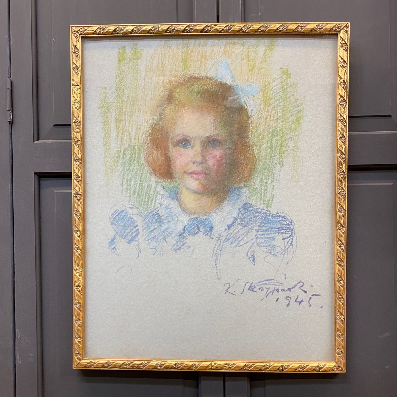 Pastel Portrait Of A Girl 1945